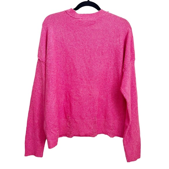 Frayed Denim NWT Gwen Distressed Sweater Raspberry Rose Sz S Knit Drop Shoulder - Picture 4 of 8